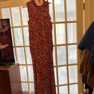 Anthropologie Red Floral Jumpsuit